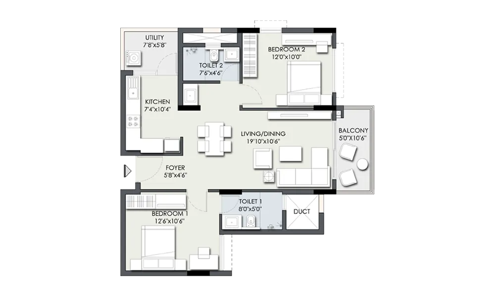 2 BHK Floorplan