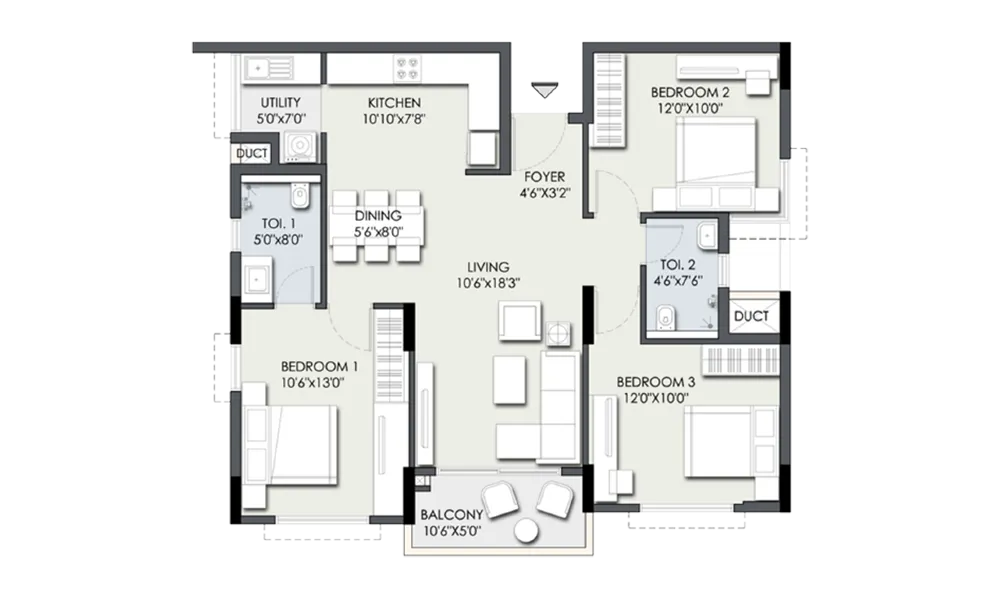 3 BHK Floorplan
